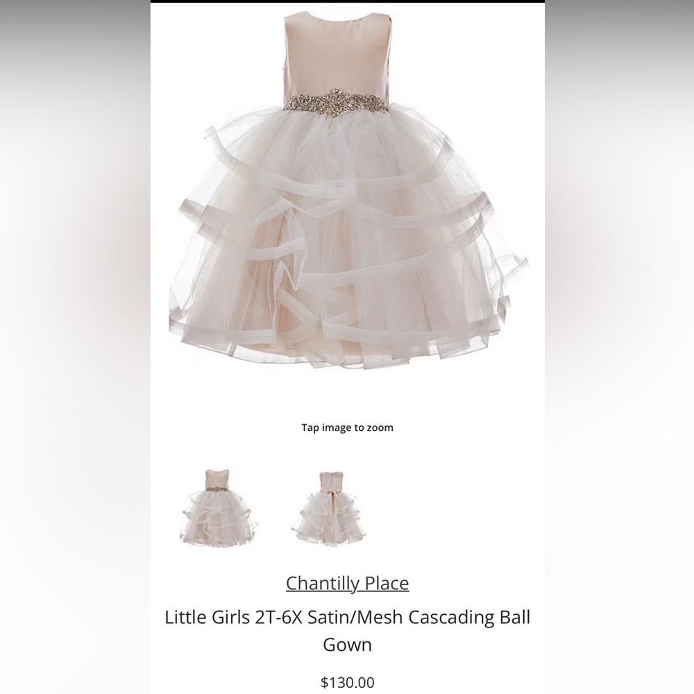 Toddler Satin/Mesh Cascading Ball Gown
